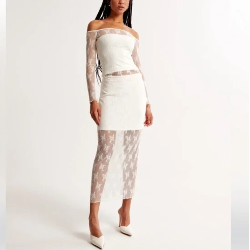 Abercrombie & Fitch NWT!!!!!l Lace midi skirt - Picture 4 of 11